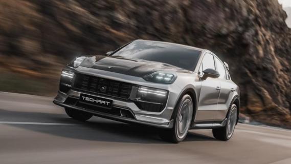 Techart Cayenne S facelift voorzijde-linksvoor rijdend berg weg