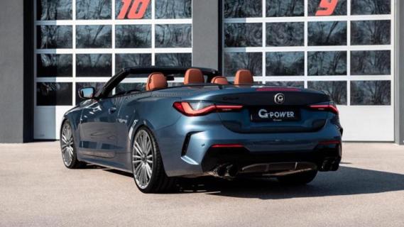 G-Power M440i Cabriolet blauw zijkant achter