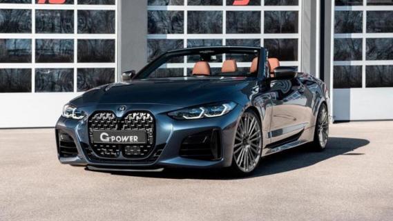 G-Power M440i Cabriolet blauw zijkant voor schuin