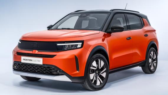 Opel Frontera Electric (2024) oranje schuin voor zij