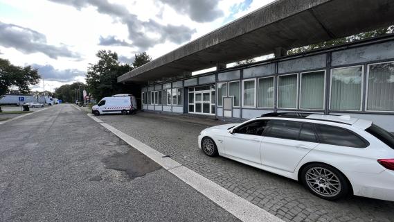 Grensovergang Duitsland bord Duitsland grenscontrole huisje voorkant