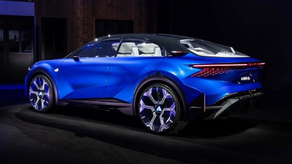 Alpine A390 B Concept (2024) blauw achterkant zij links schuin