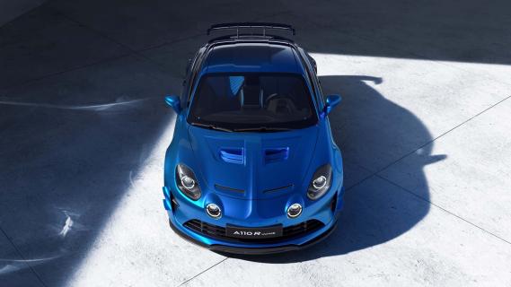 Alpine A110 R Ultieme blauw (2024) voorzijde hoog