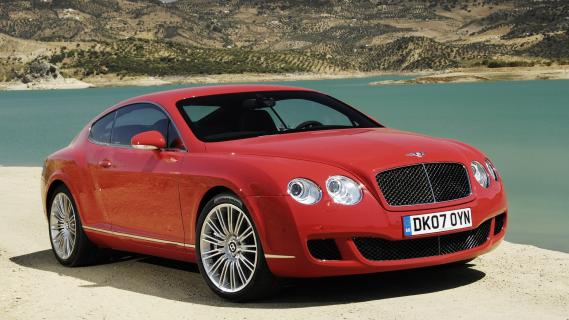 Bentley Continental GT Speed (2007) rood zijkant rechts voor schuin