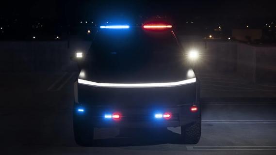 Tesla Cybertruck politieauto voorzijde