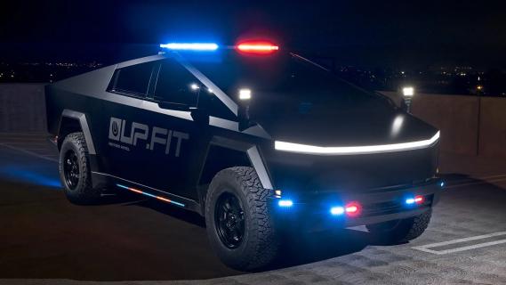 Tesla Cybertruck politieauto voorzijde