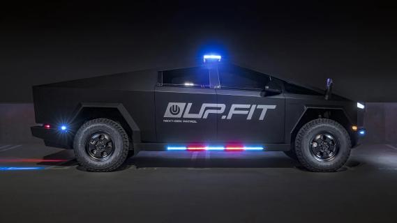 Tesla Cybertruck politieauto zijkant