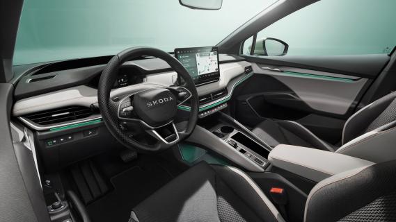 Skoda Elroq groen interieur dashboard