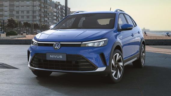 Volkswagen Nivus facelift blauw (2025) voorzijde linksvoor schuin