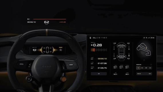 Xiaomi SU7 Ultra (2025) geel interieur instrumentarium