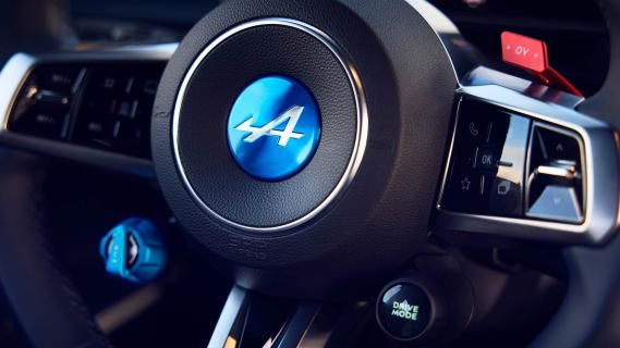 Alpine A290 GTS 2024 review: interieur detail stuur rijmodi