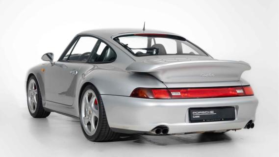 Porsche 911 Turbo WLSII (993) grijs (1998) zijkant achterzijde schuin