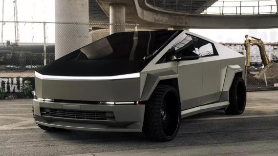 Tesla Cybertruck Waido Cyberbeast bodykit (2024) grijs zijkant links voor