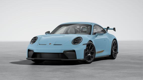 Porsche 911 GT3 (992) blauw (2024) configurator schuin voor links