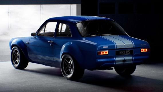 Ford Escort RS Boreham Motorworks blauw (2025) zijkant achter schuin