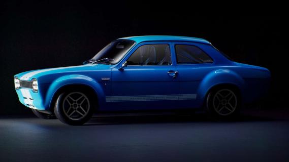 Ford Escort RS Boreham Motorworks blauw (2025) zijkant voor schuin