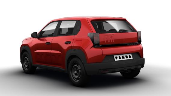 Fiat Panda Pop Hybride rood (2025) zijkant links achter schuin