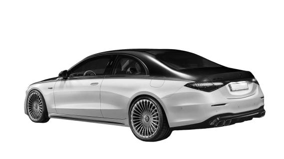 Mercedes AMG S-klasse Coupé patenttekening zijkant achter voor schuin