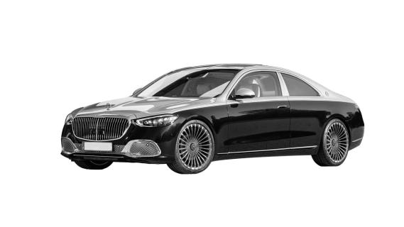 Mercedes Maybach S-klasse Coupé patenttekening zijkant links voor schuin