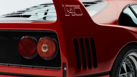 Officine Fioravanti Ferrari F40 Alte Prestazione rood (2025) zijkant achter schuin spoiler