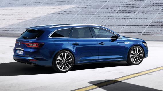 Renault Talisman Grandtour blauw (20216) zijkant rechts achter schuin