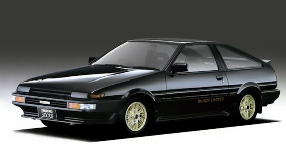 Toyota Corolla Levin GT-Apex 3-door (AE86) zwart (1985) zijkant voor schuin