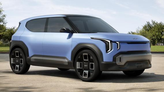 Kia EV2 Concept (2025) lichtblauw rechts voor zijkant rechts