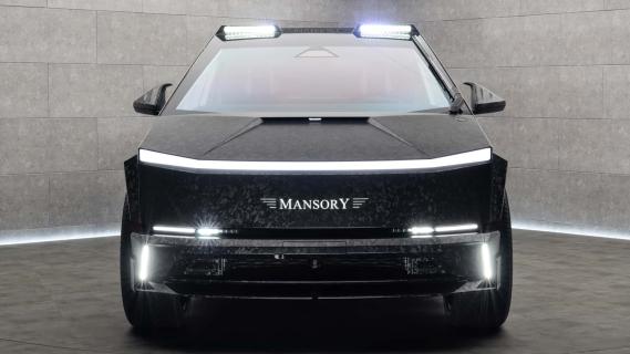 Mansory Cybertruck Elongation grijs (2025) voorkant