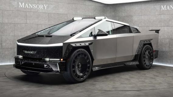 Mansory Cybertruck Elongation grijs (2025) zijkant links voor