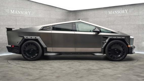 Mansory Cybertruck Elongation grijs (2025) zijkant rechts