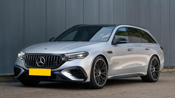 Mercedes-AMG E53 Estate (S214) grijs (2025) met H&R veren en spacers zijkant links voor schuin NL Plaat