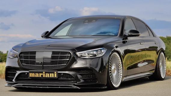 Mariani Mercedes S63 AMG Tuning S E-Performance (W223) zijkant links schuin voor laag zilveren velgen