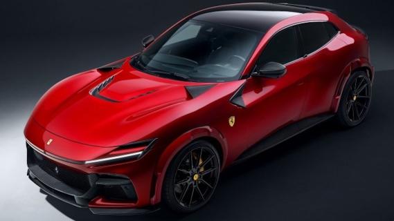 Novitec Ferrari Purosangue Esteso rood (2025) zijkant links schuin voor