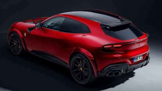 Novitec Ferrari Purosangue Esteso rood (2025) zijkant links schuin achter