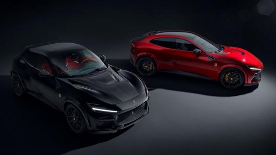 Novitec Ferrari Purosangue Esteso rood (2025) zwart en rood bij elkaar voorkant