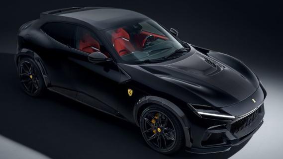 Novitec Ferrari Purosangue Esteso rood (2025) zwart zijkant rechts schuin voor