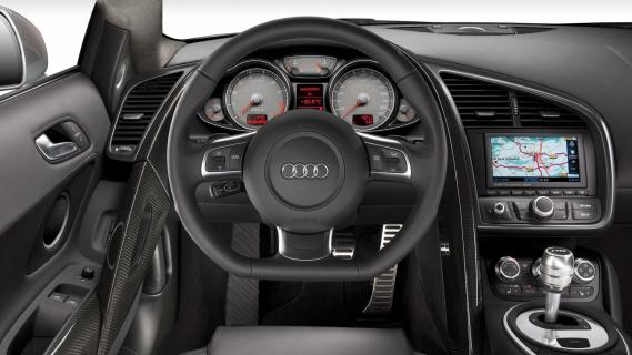 Audi R8 V8 quattro zilvergrijs (2008) dashboard interieur
