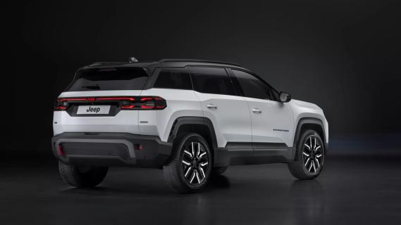 Jeep Compass wit (2025) zijkant rechts schuin achter