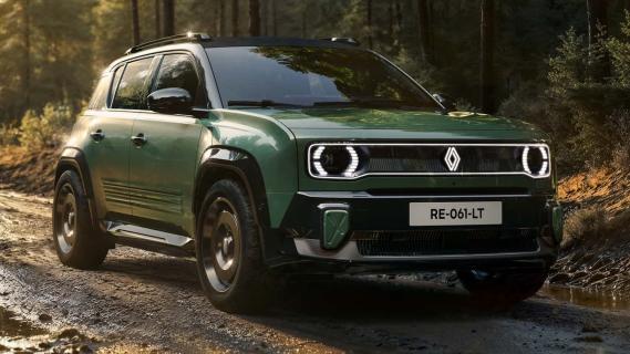Renault 4 Savane 4x4 Concept Jade Green groen (2025) zijkant rechts schuin water