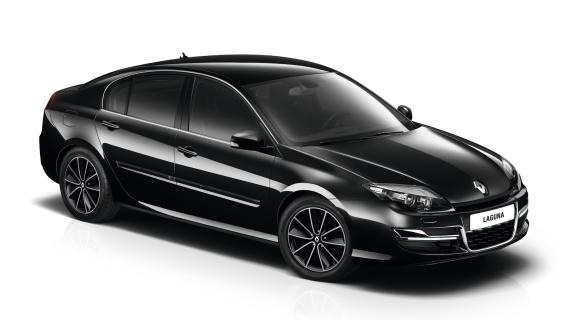 Renault Laguna (X51) Berline zwart (2013) zijkant rechts schuin voor