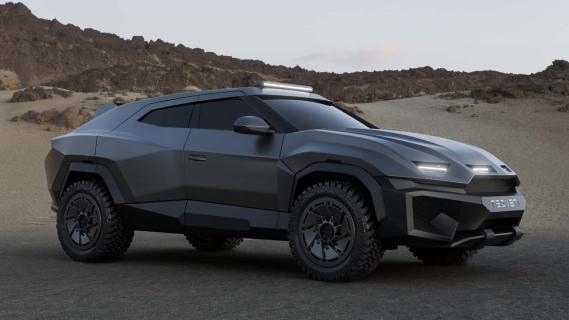 Rezvani Knight grijs (2025) zijkant rechts schuin voor
