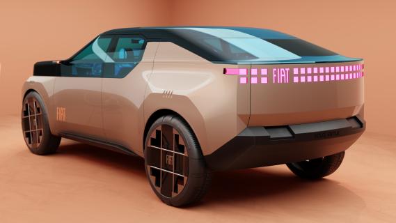Fiat Concept Fastback brons (2024) zijkant links achter schuin
