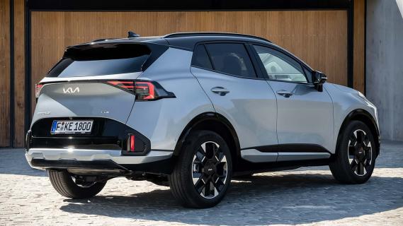 Kia Sportage GT Line grijs (2025) zijkant rechts achter schuin