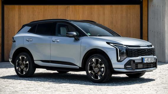 Kia Sportage GT Line grijs (2025) zijkant linksvoor schuin