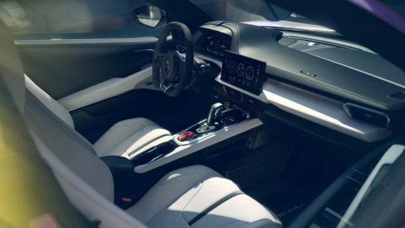Lotus Emira Turbo SE paars (2025) interieur dashboard