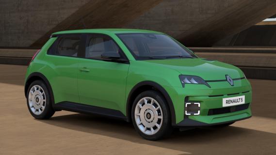 Renault 5 E-Tech electric 5 groen (2025) zijkant-rechts schuin voor