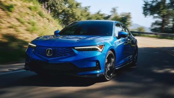 Acura Integra A-Spec blauw (2025) zijkant links schuin voor
