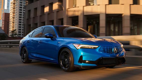 Acura Integra A-Spec blauw (2025) rechts schuin voor rijdend
