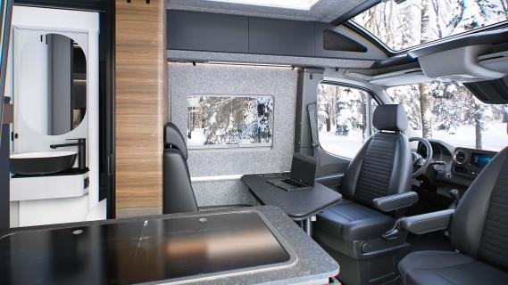 Adria Supertwin 4x4 (2024) voorzijde stoelen midden