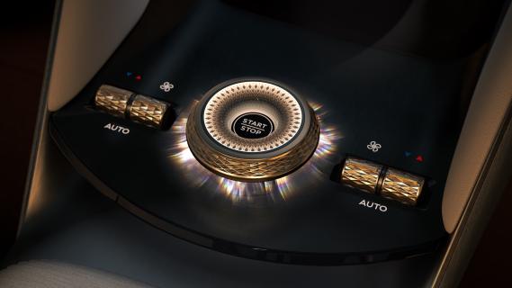 Bentley EXP 15 concept (2025) beige interieur knop op middenconsole
